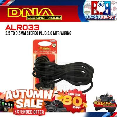 DNA ALR033 3M 3.5MM Stereo Plug To 3.5MM Right Angle Plug Audio Lead