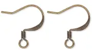 Ear Wire, 100 Antiqued Gold Plated Brass 22 Gauge 17mm Flat Fishhook Ear Wires
