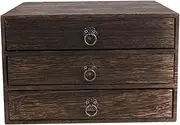 Happyyami Lid Wood Storage Drawer Organizer 3-layer Desktop Storage Box for Home Office