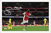 BUKAYO SAKA Signed 12x8 Inch Photo Print With Pre Printed Signature ARSENAL Autograph Gift