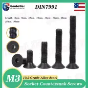 M3 Allen Hex Socket Countersunk / Flat Head Screw Bolt DIN 7991 12.9 Alloy Steel