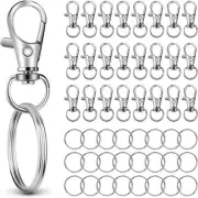 50 PCS in 25 Sets, Metal Swivel Lobster Claw Clasps, Keychain Clip silver