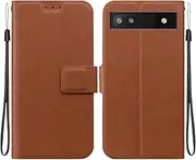 Compatible with Google Pixel 6a 5G Flip Kickstand case Cover,Compatible with Google Pixel 6a 5G Magnetic Wallet Case Brown