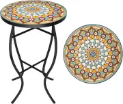 Mosaic Outdoor Side Table - Small Patio Table Coffee Outside Accent Tables