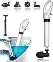 Forubar Toilet Plunger, Stainless Steel Toilet Clog Remover, High Pressure Drain Unblocker, Manual Drain Clog Remover with Visual Barometer for Toilets, Floor Drain, Bathroom, Sink, Clogged Pipe