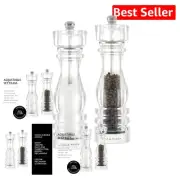 Stylish and Adjustable London Spice Mill Set - 8" Manual Salt & Pepper Grinders