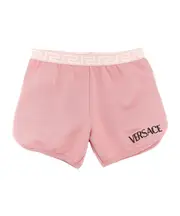 Versace Kids Logo Embellished Elasticated Waistband Shorts 14Y,12Y,10Y Pink