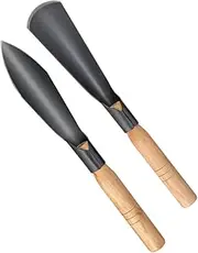 2 Pcs Ergonomic Gardening Shovels Wooden Handle Vegetable Transplanting Flower Planting Tools for Easy Digging Weeding Landscaping Tasks
