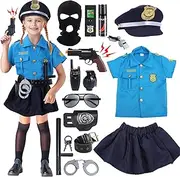 Halloween Costume for Kids,Police Costume for Girls,Police Officer Costume for Girls, Kids Cop Costume Role Play Kit