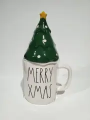 Rae Dunn "MERRY XMAS" Mug With Christmas Tree Topper Brand New Fast Shipping