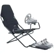 VIVO Black Folding Racing Simulator Cockpit w/ Wheel Stand, Pedal Mount, & More