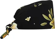 [POCUK] Stars and Bees Comfortable Cleaning Work Cap Cooking Catering Chef Kitchen Beanie Adjustable Strap Black, Black, One Size