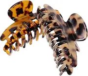 2Pcs Leopard Print Hair Claw Clips for Women, Large Non-Slip Acetic Acid Hair Clamps, Stylish Accessories for Thick and Thin