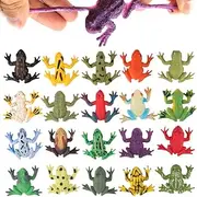 Frog Toys12 Pack Mini Rubber Frog setsFood Grade Material TPR Super StretchesWith Gift Bag And Learning Study CardValeforToy Realistic Frog Figure Squishy Toys For Boy Kids Bathtub