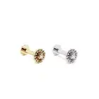 14K Solid Gold Diamond Tiny Floral Labret Stud - Cartilage, Helix, Tragus, Conch