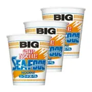 NISSIN Instant Cup Noodles Seafood Flavor BIG 104g (Pack of 3)