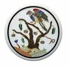 12" white round marble Coffee Table Top Antique Design Inlay Work Hallway Table