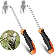 EcoNour 2-Pack Weed Puller Tool | Durable Stainless Steel with Ergonomic Soft-Grip Handle | 4-Tine Dual-Purpose Design for Weed Removal | Suitable for Digging and Versatile Gardening Tasks