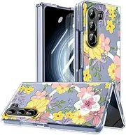 [MIDIIUGCT] for Samsung Galaxy Z Fold 6 Clear Case Magnetic,Slim Lightweight Non Yellowing Wireless Charging,Hard PC Cute case for Galaxy Z Fold 6 [Flower] MMUS-CXDZ-05-17