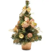 Christmas Mini Xmas Tree with Gold Ball Ornaments for Table Top Decoration 16"