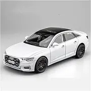 Scale Finished Model Car 1:24 Scale for Audi A6 Luxury Car Alloy Diecast Car Model Simulation Replica Vehicle Static Display Die-cast Vehicle(White)