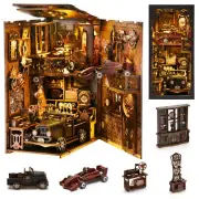 Model Car Vintage Classic Car Wooden Creative DIY 3D Puzzle Book Nook Kit Scienc