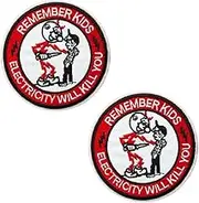 2 Pcs Remember Kids Electricity Will Kill You Patch, Embroidered Funny Patch with Hook and Loop Backing, Fun Safety Morale Patch for Backpacks,Clothes,Vest,Cap,Unifrom,Biker Bag