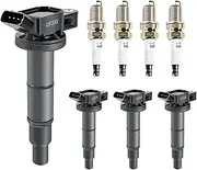 STZJAYE UF333 Ignition Coil and Iridium Spark Plug Set of 4 Pack Compatible with Pontiac Vibe 2009 2010,for Scion tC 05-10,for Toyota Camry 2002-2009,for Highlander/Matrix/RAV4/Solara 2.0L/2.4L