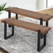 1 Set of 2 Levede Wooden Dining Bench Chairs 115CM