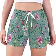 [GuoChe] Sport Shorts Running Floral Wallpaper Minimalist Sport Shorts for Women Breathable Lounge Shorts for Golf