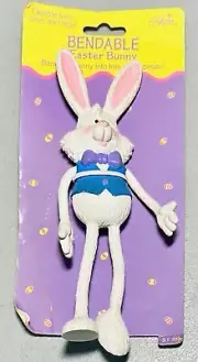 Vintage 1995 Gibson Bendable Easter Bunny 6.5”Gumby Style Toy Flexible Poseable