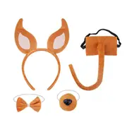 Foxes Costume Set Lovely Dogs Hair Hoop Set False Nose Dogs Headband Plush Tail Bowtie Mesh Skirt for Halloween Party