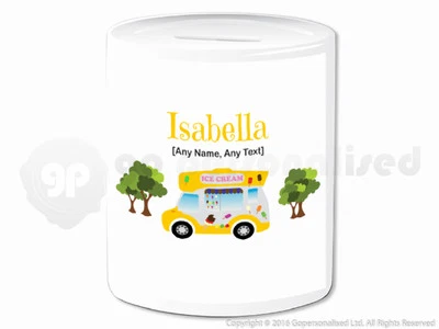 Personalised Gift Ice Cream Van Money Box Cone Scoop Driver Vendor Present #4