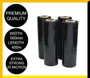 Black Stretch Film Pallet Carton Shrink Wrap Hand Use Roll 500mm x 400m 25um