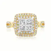 New York 14ct Yellow GoldA‚A Princess & Round Brilliant Cut 1 1/2 CARAT tw of Diamonds Ring
