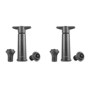 2x Final Touch Champagne/Wine Bottle Pump w/ Two Stoppers Barware Accessory BLK