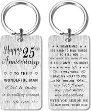 [HYHYDHP] 25th Anniversary Keychain Gifts for Him Husband Men, Happy 25 Year Wedding Anniversary for Him