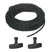 Recoil Starter Rope Pull Cord with Handles 5.5mm 10m [Black Blue,Black]