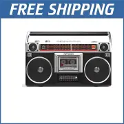Portable Retro Bluetooth Cassette Player with Radio & USB/SD Slots - Black