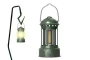 Portable Camping Lantern Rechargeable Retro Metal Camp Light For Hiking Fishing Emergency-Green