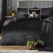 Laurence Llewelyn-Bowen - Black Velvet Duvet Cover Set - King Bedding Size (230 x 220cm) - 2 Pillowcases - Soft Touch - Designer - Black Luxury Bedding Set - Velvet Bedding in Black