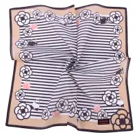 在飛比找Yahoo奇摩購物中心優惠-CLATHAS 山茶花拼色條紋純綿帕領巾(米咖)