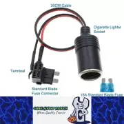 Standard Blade fuse Connector Cigarette Lighter Socket Adapter Cable 15A Fuse