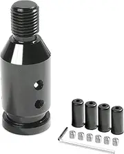 YAKEFLY Universal Gear Shift Knob Adapter,Aluminum Alloy Automatic Shifter Adapter Car Shift Knob Adapter,Shifter Knob Boot Retainer Gear Stick Connector for Non-Threaded Manual Gear M12x1.25 (Black)