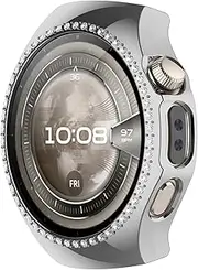 Suitable for Huawei Watch 5 Protective Case 42MM Single Row Diamond Skeletonized Case for Huawei Watch 5 Protective Case (Silver)