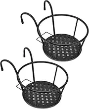ZenithAur Hanging Railing Planter, 2PCS Iron Hanging Flower Pots for Deck, Balcony, Porch, Metal Plant Holder Basket for Railing Decor