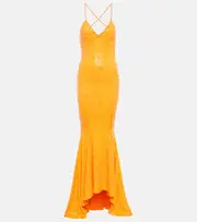 [Norma Kamali] Norma Kamali Sequined gown AU 14 orange
