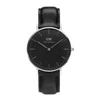 在飛比找PChome24h購物優惠-DW Daniel Wellington 經典黑色皮革腕錶-