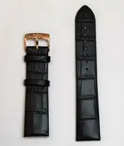 Original MIDO Baroncelli 20mm Black Leather Watch Band Strap w/ ROSE-GOLD Buckle