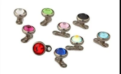 DERMAL Anchor Top & Bottom 3 4 5 6mm Crystal Gem SURFACE Piercing Skin Diver 14g